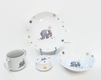 Customizable children's plate - the elephant in the stars