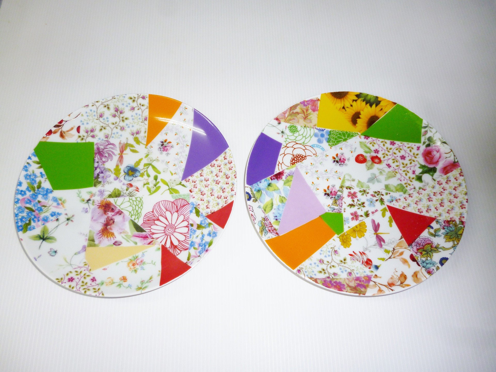 Assiette en Porcelaine Motif Patchwork