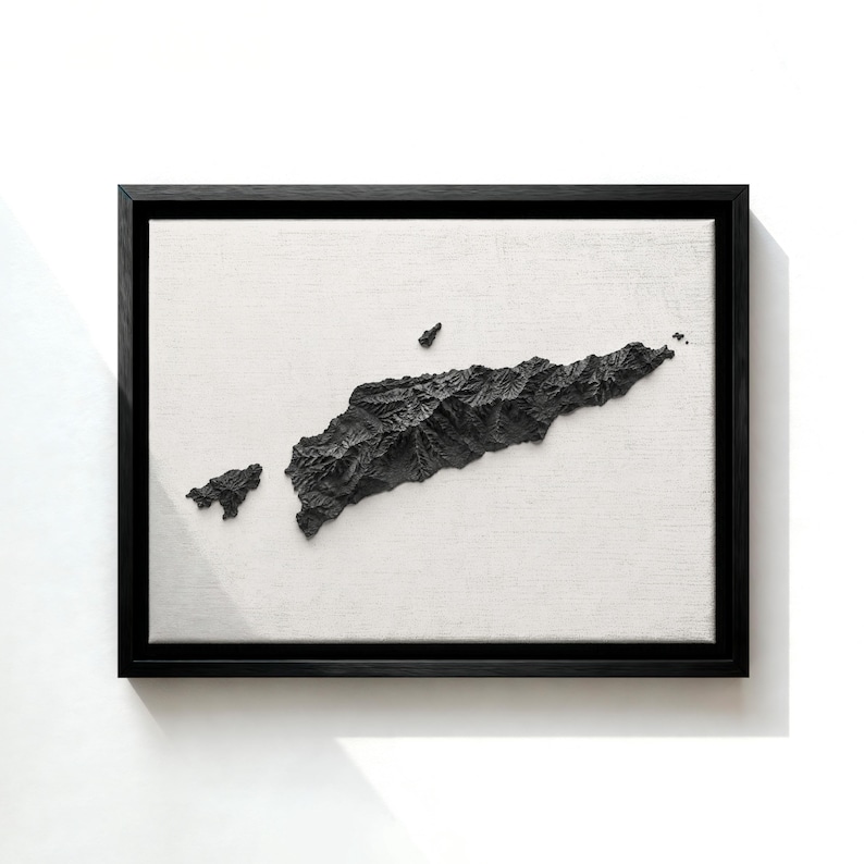 Timor Leste Map Wall Art in Charcoal Topographic Detail - Etsy UK