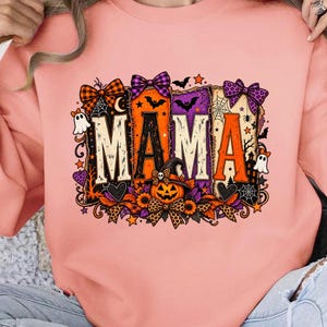 Halloween Mama PNG SVG PDF, Zucca patchwork spettrale, Fiocchi leopardati Fantasma Autunno Design per sublimazione