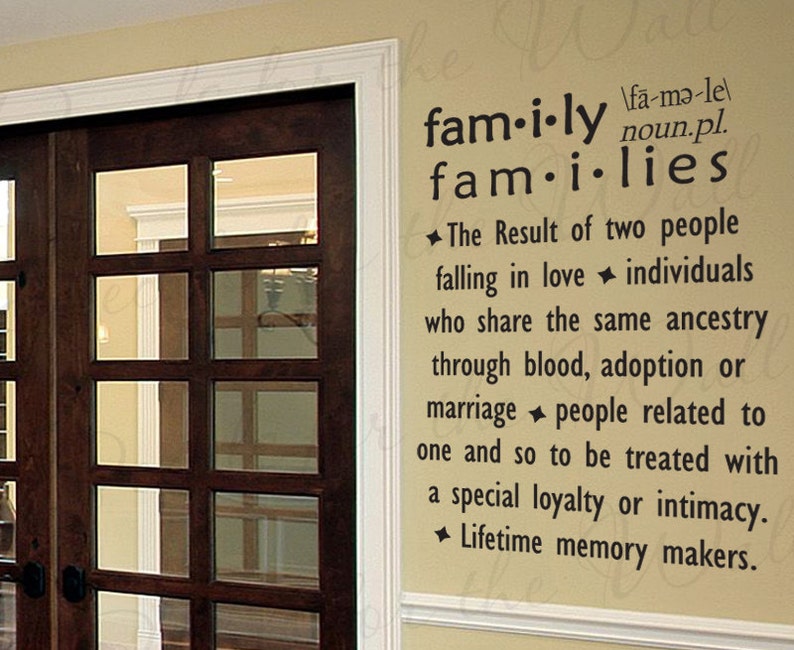 Family Definition Dictionary Love Home Wall Decal Decor Saying Etsy
