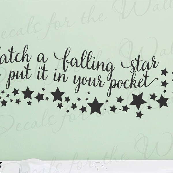 Catch A Falling Star And Put It In Your Pocket - Girl or Boy Room Kid Baby Nursery Lullaby Dream Wish Wall Decal B16B