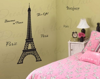 Eifel Tower Wall Decal Vinyl Graphic Paris France Welcome French Sticker Art Decor Large Decoration Sign Mural G56