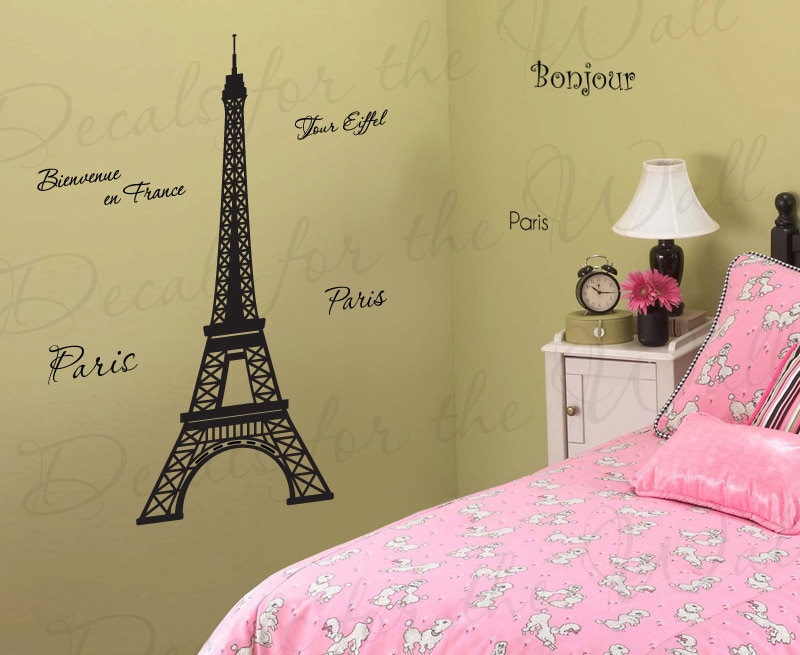 Eifel Tower Wall Decal Vinyl Graphic Paris France Welcome French ...
