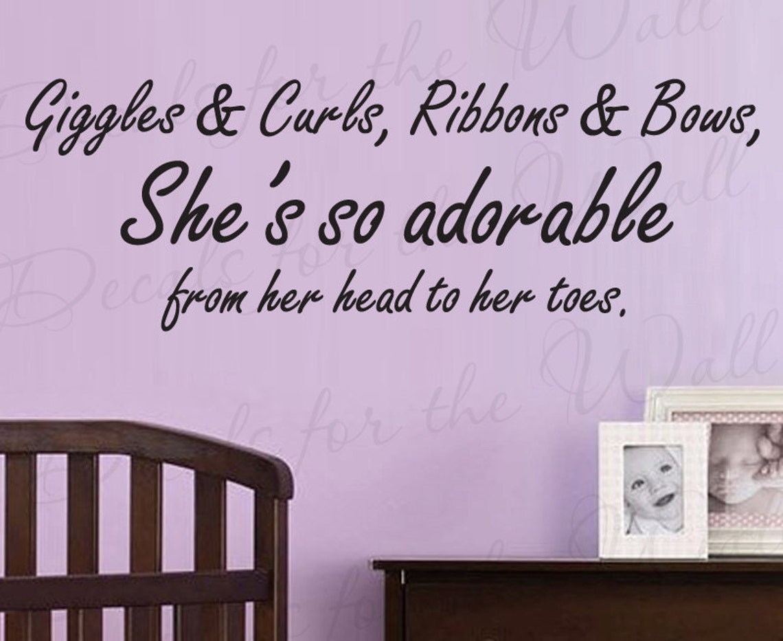 Giggles and Curls Ribbons Bows Shes so Adorable Girl Room Kid Etsy