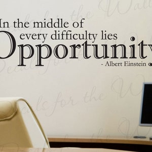 Difficoltà di Albert Einstein si trova ufficio opportunità d&#39;ispirazione motivazionale Vinyl Decal decorazione citare Decor Sticker Art J84