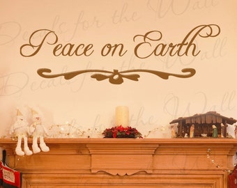 Peace on Earth Christmas Religious God Christ Christian Bible Decorative Vinyl Decor Art Quote Decal Wall Decoration Lettering Sticker C18