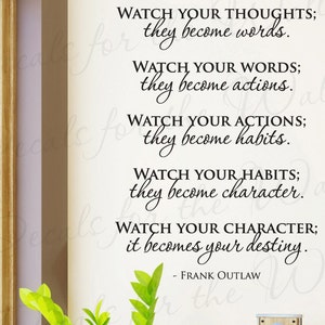 Frank Outlaw Watch Your Thoughts Inspirational Home Living Room Religious God Character Wall Decal Decor Vinyl Quote Sticker Art M06