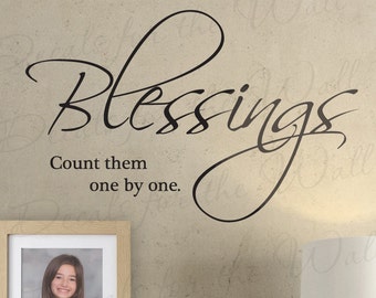 Blessings Count Them By One Inspirational Home Religious God Bible Wall Decal Decor Vinyl Quote Sticker Lettering Art Mural Decoration R23