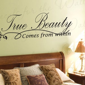 True Beauty Comes From Within Inspirational Motivational Kid Quote Lettering Decor Saying Sticker Art Vinyl Large Wall Decal Decoration IN83