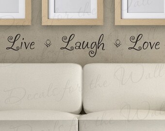 Live Laugh Love Family Home Love Living Room Adhesive Vinyl Lettering Quote Large Wall Decal Mural Sticker Decor Saying Decoration H15