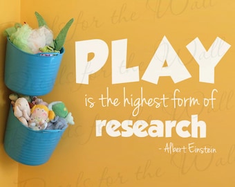 Play Is The Highest Form Of Research Albert Einstein Kids Playroom School Class Learning Wall Decal Art Vinyl Quote Sticker Decor A48