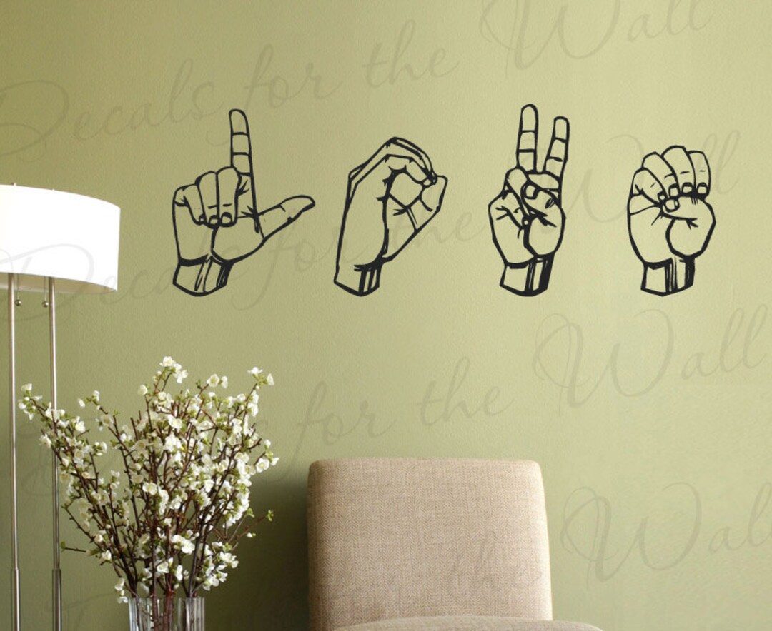 Grand Autocollant Mural Vinyle 'Love' En Langage Des Signes (ASL) – Décoration Déco Murale Moderne, Motif G24