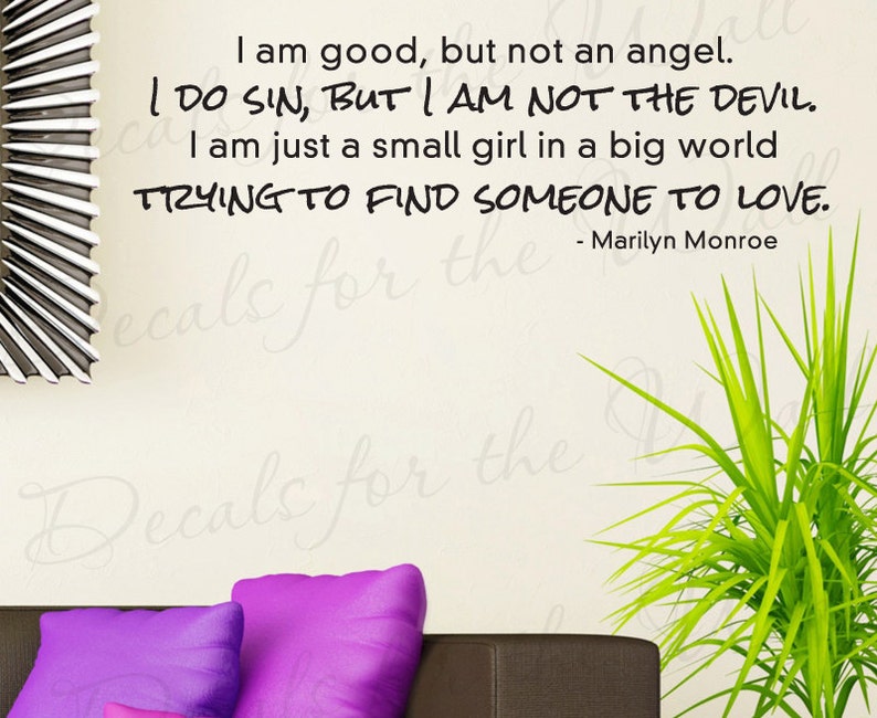 Marilyn Monroe Im Good But Not An Angel Inspirational Motivational Women Girl Vinyl Decor Art Quote Decal Wall Decoration Sticker J72