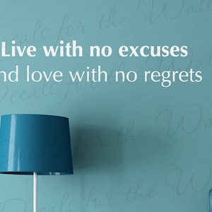 Live With No Excuses Love With No Regrets Montel Inspirational Family Quote Sticker Vinyl Large Wall Decal Art Decor Decoration J88