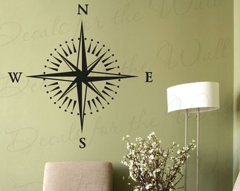 Compass Rose Wall Decal Map Navigator Office Library Vinyl Sticker Art Large Decoration Sign Graphic Decor Mural G63