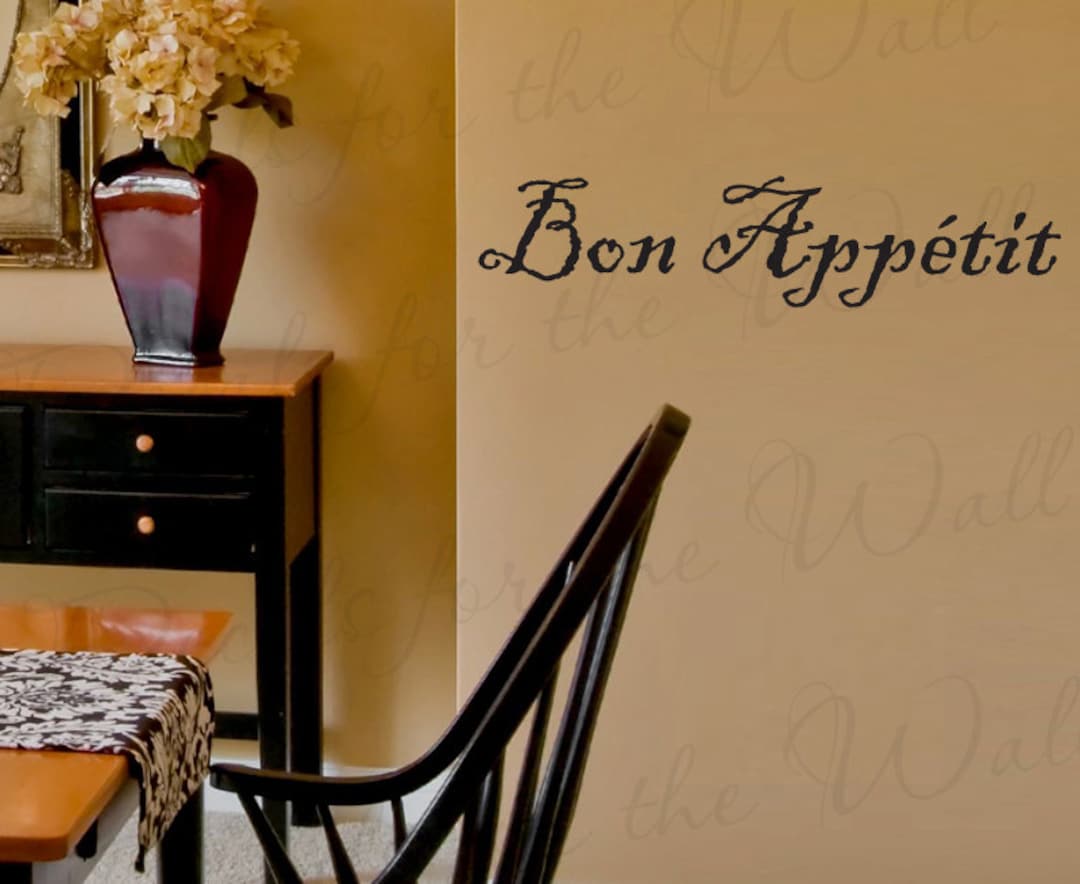 Bon Appetit French Kitchen Dining Room Home Quote Lettering Decor ...