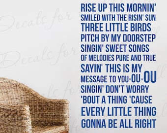 Bob Marley Dont Worry About a Thing Every Little Thing Gonna Be All Right Three Little Birds Happiness Wall Decal Art Vinyl Sticker A51