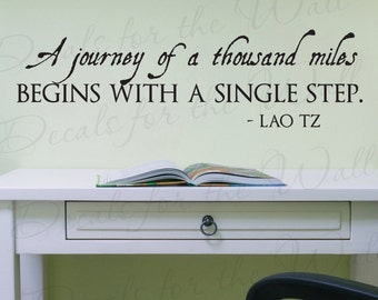 Lao Tzu Journey Thousand Miles Begins with Single Step Office Inspirational Success Vinyl Quote Sticker Wall Decal Decor Lettering Art J60