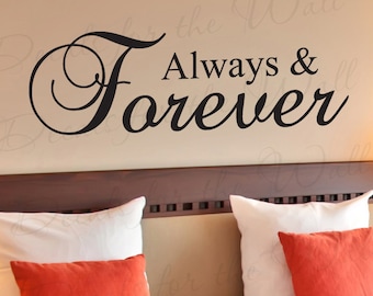 Siempre y para siempre amor dormitorio matrimonio familia vinilo gran etiqueta de la pared rotulación decoración decoración de citar diciendo etiqueta Arte Mural L29