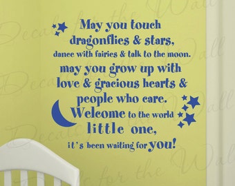 May You Touch Dragonflies and Stars Dance Girl Room Kid Baby Nursery Wall Decal Art Mural Vinyl Lettering Quote Sticker Decoration Decor B19