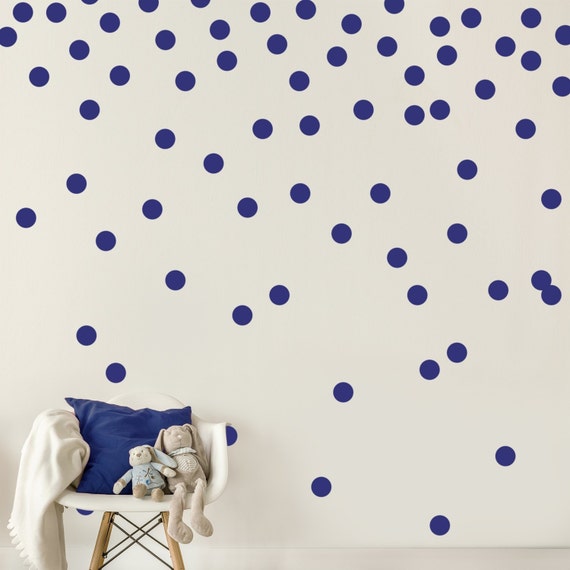 Dark Blue Wall Decal Dots (200 Decals) - 2'' Inch Vinyl Graphic Shapes Kids Room Design Nursery Classroom Accent Sticker Art Decor Large G75