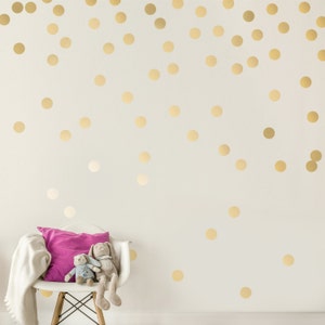 Gold Wall Decal Dots 200 Decals 2'' Inch Vinyl Graphic Shapes Kids Room Design Nursery Classroom Accent Sticker Art Decor Large Sign G72 image 1