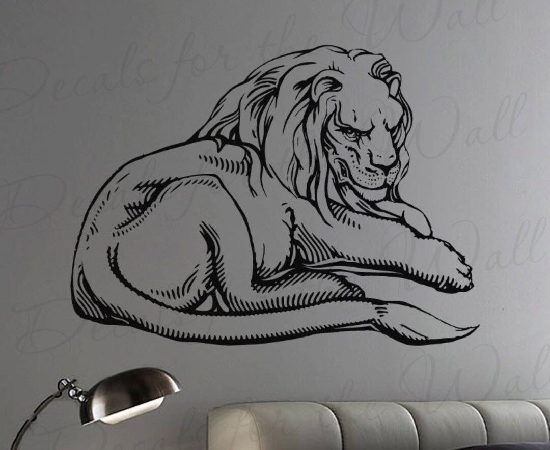 Lion Wall Decal Vinyl Graphic Detailed African Animal Realistic Life ...
