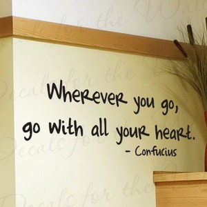 Confucius Wherever You Go With All Your Heart Inspirational Motivational Vinyl Wall Lettering Decal Quote Sticker Decoration Art Decor IN52