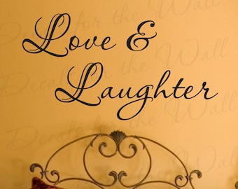 Amor y sonrisas amor dormitorio familiar matrimonio vinilo Letras citar gran pared calcomanía etiqueta engomada del arte decoración de la boda diciendo Decor L33