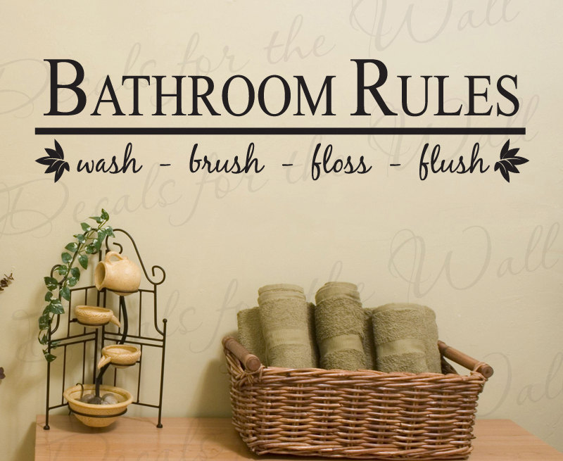 Bathroom Rules Wash Brush Floss Flush Kids Baby Adhesive Vinyl Etsy