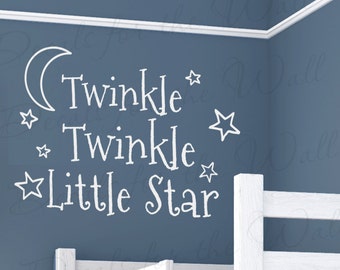 Twinkle Little Star Girl or Boy Room Kids Baby Nursery Vinyl Saying Large Wall Lettering Decal Quote Design Sticker Decoration Art Decor B98