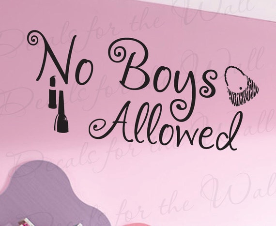 Autocollant Mural Vinyle Déco - Citation "No Boys Allowed" - Pour Chambre De Fille Ou Nursery