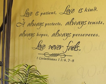 Love Patient Kind Protects Trusts Hope 1 Corinthians 13 Inspirational Home Religious God Bible Vinyl Quote Art Wall Decal Sticker Decor R6
