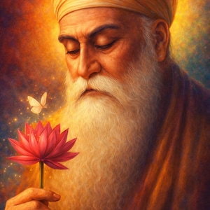 Guru Nanak che contempla un loto - Download digitale, 5156 x 7813 px JPG