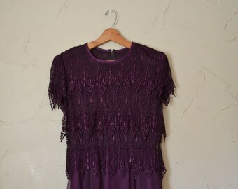 Classy Flapper Vintage Cocktail Dress Formal Dress Purple Dress Party Dress Lace Evening Dress Prom Dress Size 6