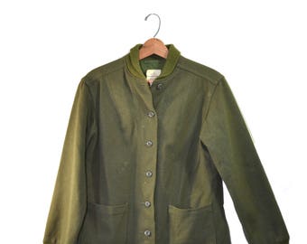 Vintage Army Jacket  Green Army Jacket Liner Wool Army Liner Vietnam Era Army Shirt Wool Liner Woman's Army Jacket Liner