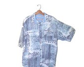 Abstract Print Shirt Pastel Shirt Men's Shirt Short Sleeve Shirt Vintage 80's Shirt Size XL