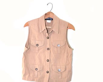 Vintage Peach Shirt Peach Cargo Vest Womens Peach Shirt 90s Top 90s Cargo Vest Vintage Grunge Shirt