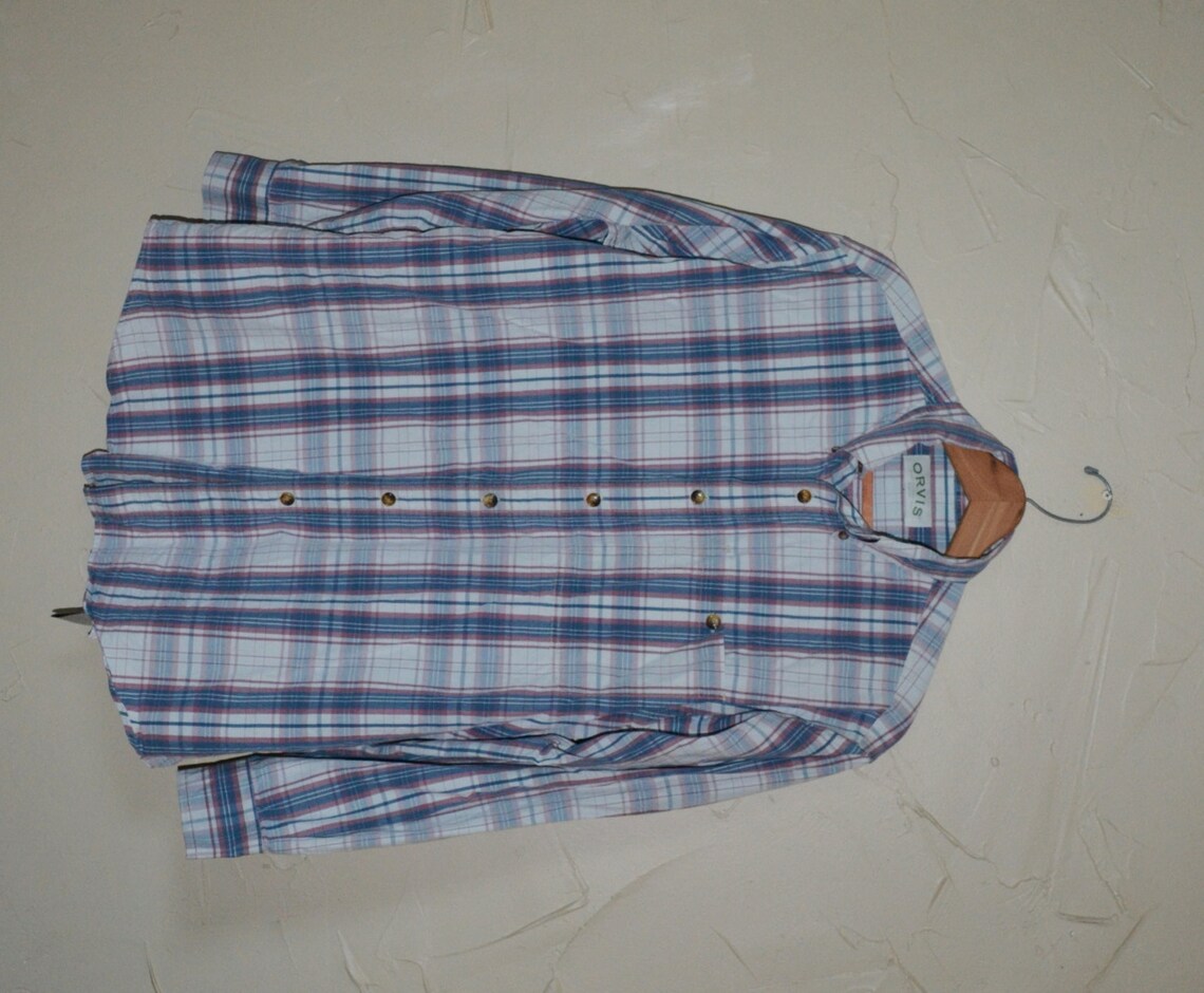 Vintage Plaid Shirt Pastel Dress Shirt 80's Preppy Shirt Button up