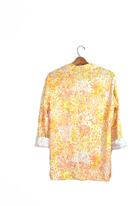 Vintage Yellow Daisy Shirt Floral Print Shirt Hip… - image 4