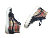 Vintage Plaid Vans Sneakers High Top Sneakers Skateboard Sneakers Skate Shoes Plaid Black Sneakers Skate Boarding Shoes