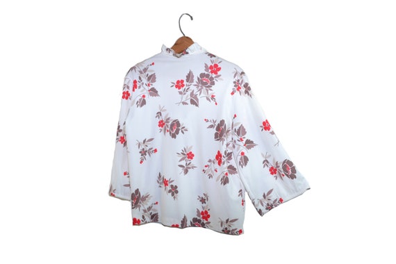 Vintage Floral Print Blouse With Ruffled Collar F… - image 5