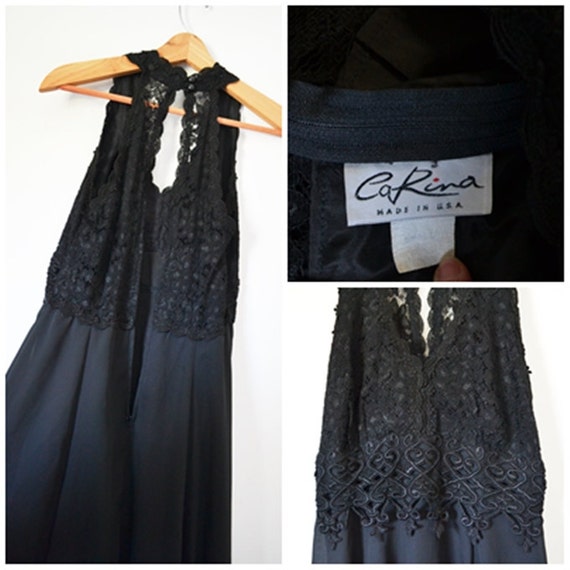 Vintage Black Cocktail Dress Evening Gown Prom Dr… - image 2