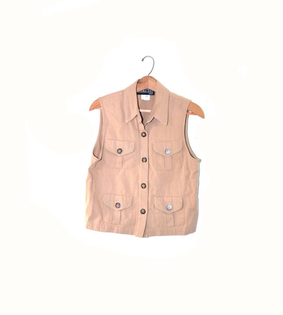 Vintage Peach Shirt Peach Cargo Vest Womens Peach 