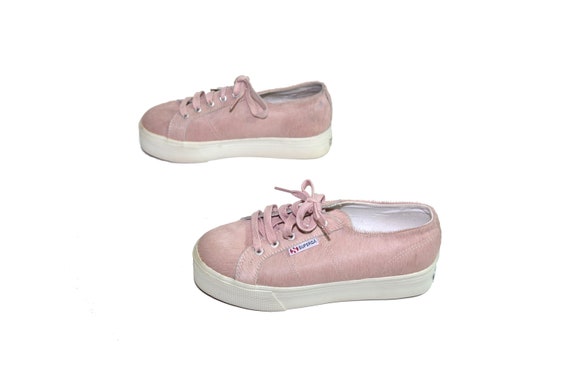 Vintage Pink Pony Hair Platform Sneakers Pink Plat