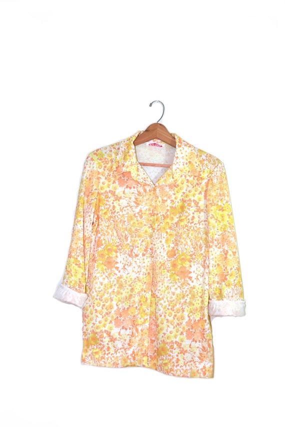 Vintage Yellow Daisy Shirt Floral Print Shirt Hip… - image 1