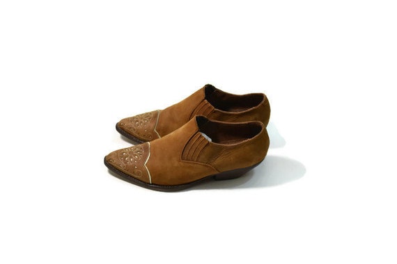 Vintage Brown Suede Ankle Boots Pointed Toe Boots