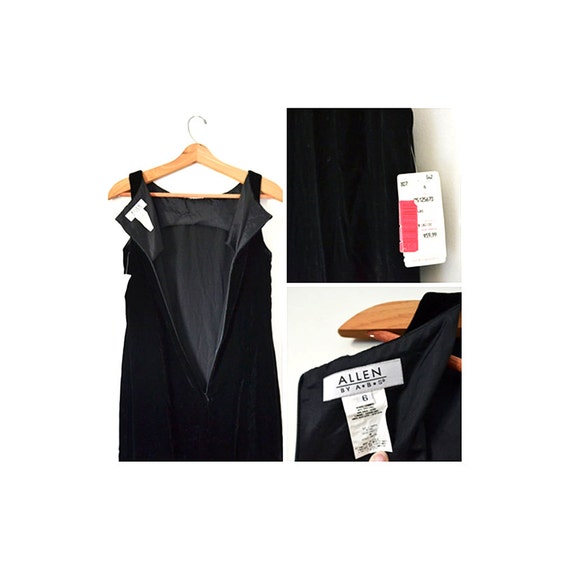 Minimal Vintage Black Velvet Dress Crushed Velour… - image 5