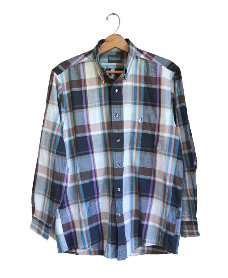 Vintage Plaid Shirt Men's Button Down Shirt Plaid Flying - Etsy